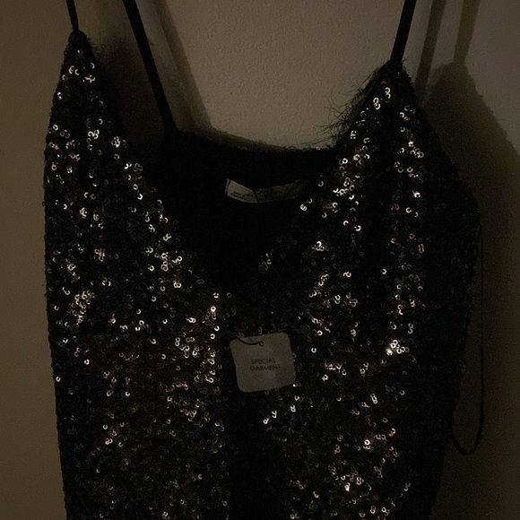 Stunning Black sequin dress Zara W & B collection 🇧🇬 Made in Bulgarie 🇧🇬 - Picture 7 of 15